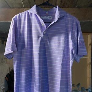 Purple With Thin Gray Striped Peter Millar Golf Shirt